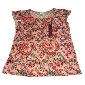 Stella Parker Women’s Floral Print Short Sleeve Top